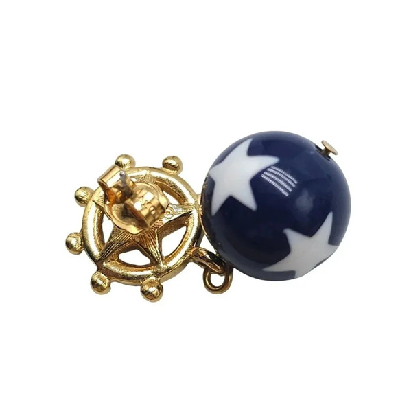 Avon Star Spangle Dangle Nautical Dangle 1993 Patriotic Pierced Earrings - Picture 5 of 5